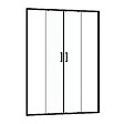 AURLANE - Porte de douche Double Coulissant 140x200 cm - Verre transparent - Profilé Noir - CRUSH - vignette
