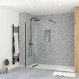 AURLANE - Paroi de Douche 140x195 cm en Verre Trempé 5 mm - Finition Noire - DARK ELEMENTARY - vignette