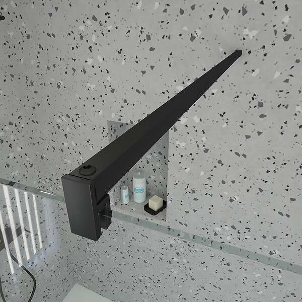 AURLANE - Paroi de Douche 140x195 cm en Verre Trempé 5 mm - Finition Noire - DARK ELEMENTARY - large