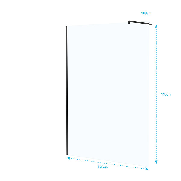 AURLANE - Paroi de Douche 140x195 cm en Verre Trempé 5 mm - Finition Noire - DARK ELEMENTARY - large