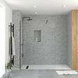AURLANE - Paroi de Douche 140x195 cm en Verre Trempé 5 mm - Finition Noire - DARK ELEMENTARY - vignette