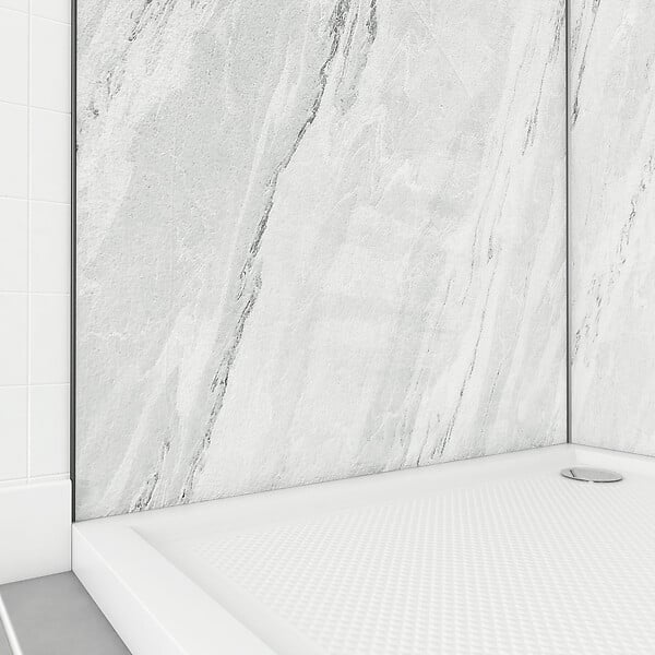AURLANE - Pack de 2 Panneaux Muraux Pierre Artic Storm 90+90x210 cm avec Profilés NOIR MAT - STONE'IT - large