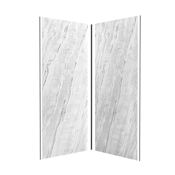AURLANE - Pack de 2 Panneaux Muraux Pierre Artic Storm 90+90x210 cm avec Profilés NOIR MAT - STONE'IT - large