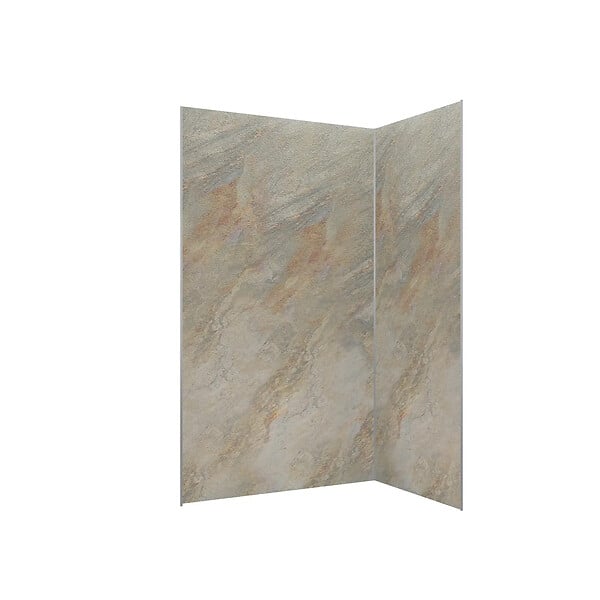 AURLANE - Pack de 2 Panneaux Muraux Pierre Wood Stone 90+120x210 cm avec Profilés ANODISE BRILLANT - STONE'IT - large