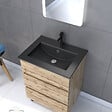 AURLANE - Pack Meuble SDB 60cm sur pieds 3 tiroirs Chene_Vasque noire + Miroir Led - TIMBER 60_Pack 14 - vignette