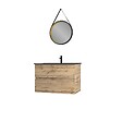 AURLANE - Pack Meuble SDB 80cm suspendu 2 tiroirs Chene_Vasque noire + Miroir Barber - TIMBER 80_Pack34 - vignette