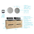 AURLANE - Meuble salle de bains 120cm Chene et noir, Vasques carrees et Miroirs Led Diam 50cm - OMEGA - vignette