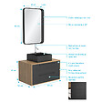 AURLANE - Meuble Salle de Bains 80 cm, Vasque Carrée et Miroir - Chêne naturel et Noir Mat - UBY - vignette