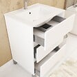 AURLANE - Pack Meuble Salle de Bains 60cm Blanc 3 Tiroirs, Vasque, Miroir 60x80 à Leds intégrées - XENOS - vignette