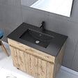 AURLANE - Meuble salle de bain 80x80 - Finition chene naturel + vasque noire + miroir Led - TIMBER 80 - Pack06 - vignette