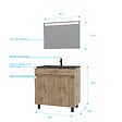 AURLANE - Meuble salle de bain 80x80 - Finition chene naturel + vasque noire + miroir Led - TIMBER 80 - Pack06 - vignette