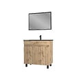 AURLANE - Meuble salle de bain 80x80 cm - Finition chene naturel + vasque noire + miroir - TIMBER 80 - Pack05 - vignette