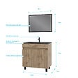 AURLANE - Meuble salle de bain 80x80 cm - Finition chene naturel + vasque noire + miroir - TIMBER 80 - Pack05 - vignette