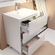 AURLANE - Pack Meuble Salle de Bains 60 cm Laqué Blanc, 3 tiroirs avec Vasque Céramique - XENOS - vignette