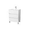 AURLANE - Pack Meuble Salle de Bains 60 cm Laqué Blanc, 3 tiroirs avec Vasque Céramique - XENOS - vignette