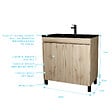 AURLANE - Meuble de salle de bains 80 cm 2 Portes Chêne Naturel + Vasque Céramique Noire - TIMBER - vignette