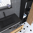 AURLANE - Meuble Salle de Bains 80 cm, Vasque Noire, Miroir Led et Colonne - Chêne et Noir - STRUCTURA - vignette