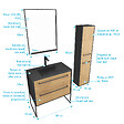 AURLANE - Meuble Salle de Bains 80 cm, Vasque Noire, Miroir Led et Colonne - Chêne et Noir - STRUCTURA - vignette
