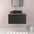 AURLANE - Meuble de Salle de Bains 80 cm avec Vasque Carrée - Finition Chêne naturel et Noir Mat - UBY - vignette