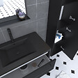 AURLANE - Meuble Salle de Bains 80 cm, Vasque Noire, Miroir Led et Colonne - Noir - STRUCTURA - vignette