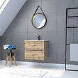 AURLANE - Pack Meuble SDB 60cm suspendu 2 tiroirs Chene_Vasque blanche + Miroir Barber - TIMBER 60_Pack32 - vignette