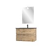 AURLANE - Meuble salle de bain 80x54 - Finition chene naturel + vasque noire + miroir Led - TIMBER 80 - Pack33 - vignette