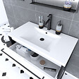 AURLANE - Meuble de salle de bain 80x50cm NOIR MAT - 2 tiroirs blanc - vasque blanche - STRUCTURA F034 - vignette