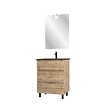 AURLANE - Meuble salle de bain 60x80 - Finition chene naturel + vasque noire + miroir Led - TIMBER 60 - Pack39 - vignette