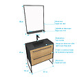 AURLANE - Meuble de salle de bain 80x50 cm NOIR MAT - 2 tiroirs - vasque résine noire effet pierre + miroir - vignette