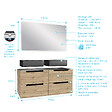 AURLANE - Meuble salle de bains 120cm Chêne et noir, Vasques rectangulaires et Miroir Led 120x70 - OMEGA - vignette