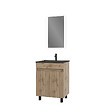 AURLANE - Meuble salle de bain 60x80 - Finition chene naturel - vasque noire + miroir Led - TIMBER 60 - Pack02 - vignette