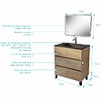 AURLANE - Meuble de salle de bains suspendu 70 TIMBER Décor Chêne 3 tiroirs Vasque noire et miroir LED 70x50 - vignette
