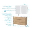 AURLANE - Meuble Salle de Bains 120 cm Chêne Clair 6 Tiroirs, Vasque, Miroirs 60x80 à Leds intégrées - XENOS - vignette