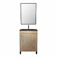 AURLANE - Meuble salle de bains 60cm décor chene naturel 2 portes - Vasque noire et Miroir - TIMBER - vignette
