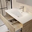 AURLANE - Pack Meuble SDB 80cm sur pieds 3 tiroirs Chene_Vasque blanche + Miroir Led - TIMBER 80_Pack46 - vignette