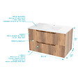 AURLANE - Meuble de Salle de Bains LEON 80cm Décor Bois - 2 Tiroirs en MDF Ondulés - Vasque à encastrer - vignette