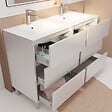 AURLANE - Pack Meuble Salle de Bains 120 cm Laqué Blanc, 6 tiroirs avec Vasque Céramique - XENOS - vignette