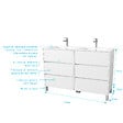 AURLANE - Pack Meuble Salle de Bains 120 cm Laqué Blanc, 6 tiroirs avec Vasque Céramique - XENOS - vignette
