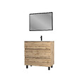AURLANE - Meuble salle de bain 80x80 - Finition chene naturel + vasque blanche + miroir - TIMBER 80 - Pack25 - vignette