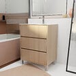 AURLANE - Pack Meuble Salle de Bains 60 cm Chêne Clair, 3 tiroirs avec Vasque Céramique - XENOS - vignette