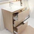 AURLANE - Pack Meuble Salle de Bains 60 cm Chêne Clair, 3 tiroirs avec Vasque Céramique - XENOS - vignette