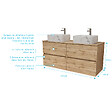 AURLANE - Meuble Salle de Bains 120cm 4 Tiroirs Chêne Naturel - 2 Vasques Blanches Effet Marbre 38x38x13cm - vignette