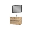 AURLANE - Meuble salle de bain 80x54 - Finition chene naturel + vasque blanche + miroir - TIMBER 80 - Pack 35 - vignette