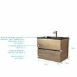 AURLANE - Meuble de salle de bains suspendu 70 cm TIMBER - Décor Chêne Naturel 2 tiroirs avec Vasque noire - vignette