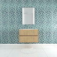 AURLANE - Pack Meuble Salle de Bains 80cm Chêne Clair 2 Tiroirs, Vasque, Miroir 60x80 à Leds intégrées - XENOS - vignette