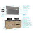 AURLANE - Meuble salle de bains 120cm Chene et noir, Vasques rondes Diam 36cm et Miroir Led 120x70 - OMEGA - vignette