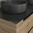 AURLANE - Meuble salle de bains 120cm Chene et noir, Vasques rondes Diam 36cm et Miroir Led 120x70 - OMEGA - vignette