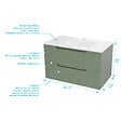 AURLANE - Meuble de Salle de Bains LEON 80cm Vert Olive - 2 Tiroirs en MDF Ondulés - Vasque à encastrer - vignette