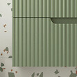 AURLANE - Meuble de Salle de Bains LEON 80cm Vert Olive - 2 Tiroirs en MDF Ondulés - Vasque à encastrer - vignette
