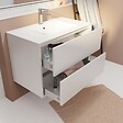 AURLANE - Pack Meuble Salle de Bains 80 cm Laqué Blanc, 2 tiroirs avec Vasque Céramique - XENOS - vignette